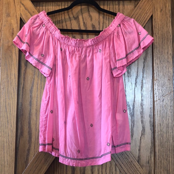 Lucky Brand OTS Embroidered Top - Picture 1 of 5